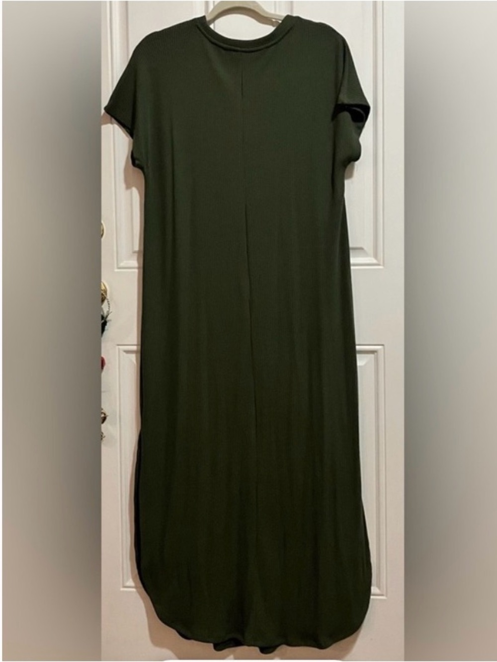 Time & Tru Ribbed Maxi Dress Olive-Medium - Picture 5 of 8